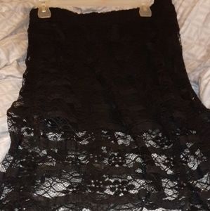 Black lace high low skirt